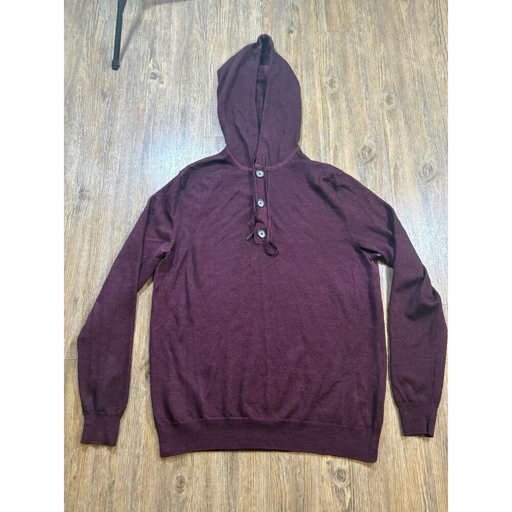 Club Room Mens Soft Knit Merino Wool Hoodie Sweatshirt Red